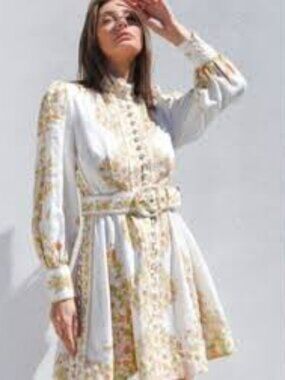 NWT - Beulah Leila Floral Retro Dress, Belted, Button Up Tuckernuck Exclusive